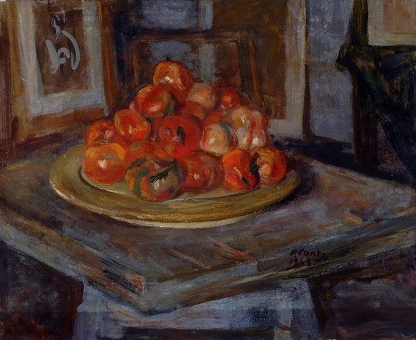 Primo Conti : Mele nel piatto  (1944)  - Olio su tela - Auction Autori dell'800-900, Grafica ed Edizioni - I - Galleria Pananti Casa d'Aste