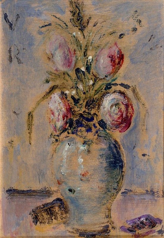 Filippo de Pisis : Fiori nel vaso  ((1946))  - Olio su cartone - Auction Autori del XIX e XX sec. - Galleria Pananti Casa d'Aste