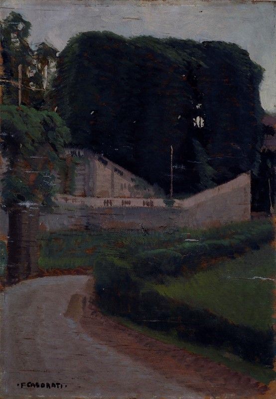 Felice Casorati : Paesaggio  (anni '10)  - Olio su compensato - Auction Autori del XIX e XX sec. - Galleria Pananti Casa d'Aste