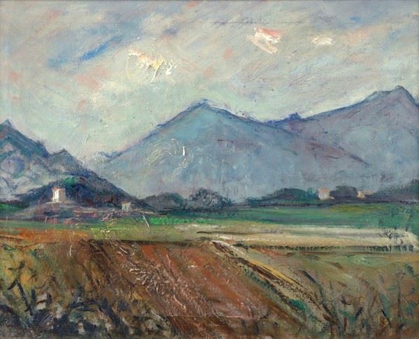 Arturo Tosi : Paesaggio  - Olio su tela - Auction Autori del XIX e XX sec. - I - Galleria Pananti Casa d'Aste