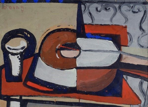 Gianni Dova : Natura morta  - Tempera su carta riportata su cartone - Asta Autori del XIX e XX sec. - I - Galleria Pananti Casa d'Aste