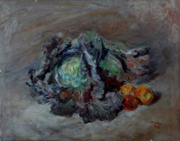 Primo Conti : Natura morta con cavolo  (1945)  - Olio su tela - Auction Autori del XIX e XX sec., arte moderna e contemporanea - I - Galleria Pananti Casa d'Aste