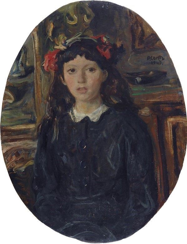 Primo Conti : Ritratto di fanciulla  - Olio su tela - Auction Autori del XIX e XX sec. - Galleria Pananti Casa d'Aste