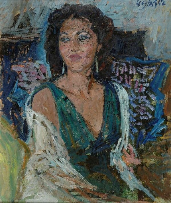 Paulo Ghiglia : Ritratto di donna  - Olio su tela - Asta Autori del XIX e XX sec. - I - Galleria Pananti Casa d'Aste