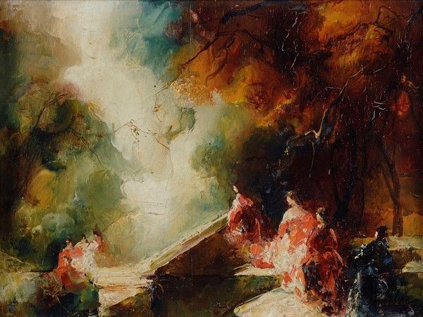 Mario Pobbiati - Paesaggio con figure