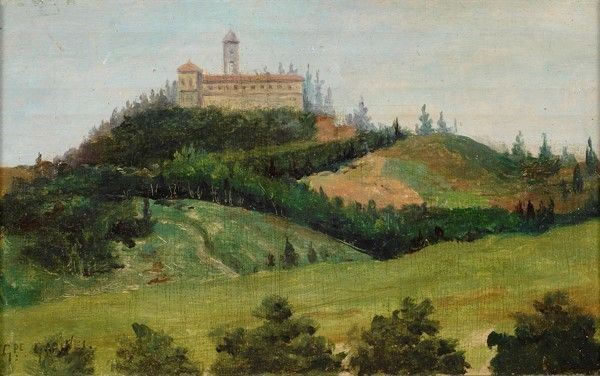 Giuseppe Garinei - Veduta di collina con monastero