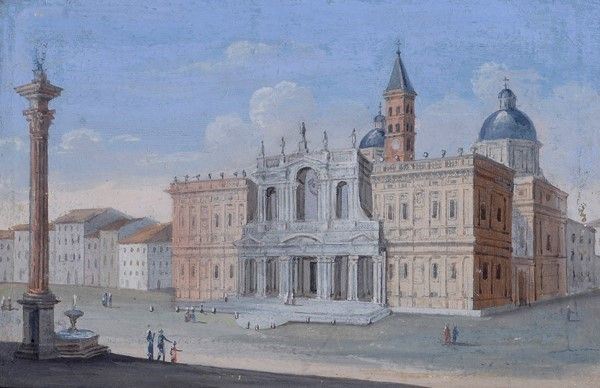 Anonimo, XVIII - XIX sec. : Santa Maria Maggiore  - Tempera su carta - Asta Autori del XIX e XX sec. - Galleria Pananti Casa d'Aste