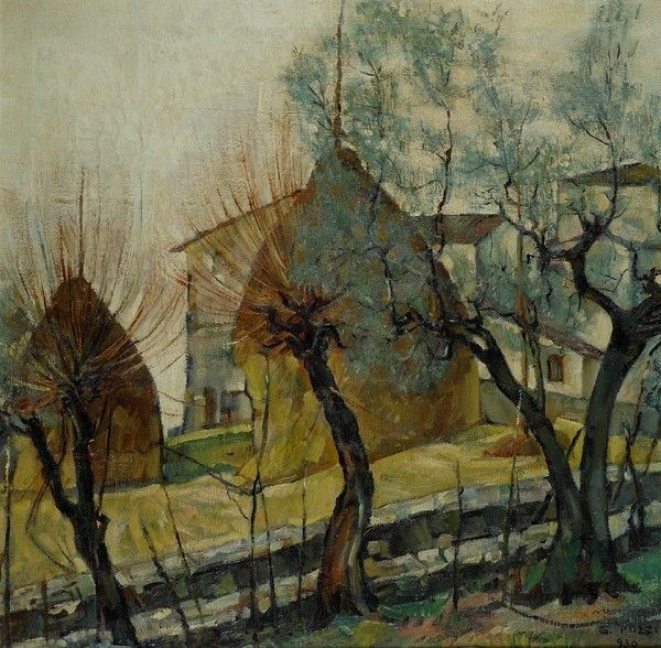 Gino Pozzi : Pagliai  (1930)  - Olio su tela - Asta Autori del XIX e XX sec. - Galleria Pananti Casa d'Aste