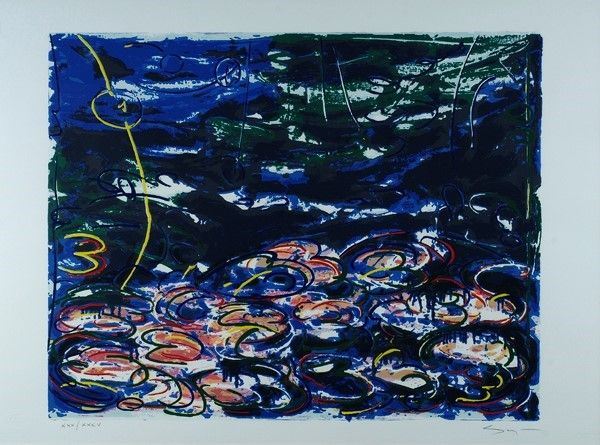 Mario Schifano : Gigli d'Acqua  - Serigrafia con smalti - Auction Autori del XIX e XX sec. - I - Galleria Pananti Casa d'Aste