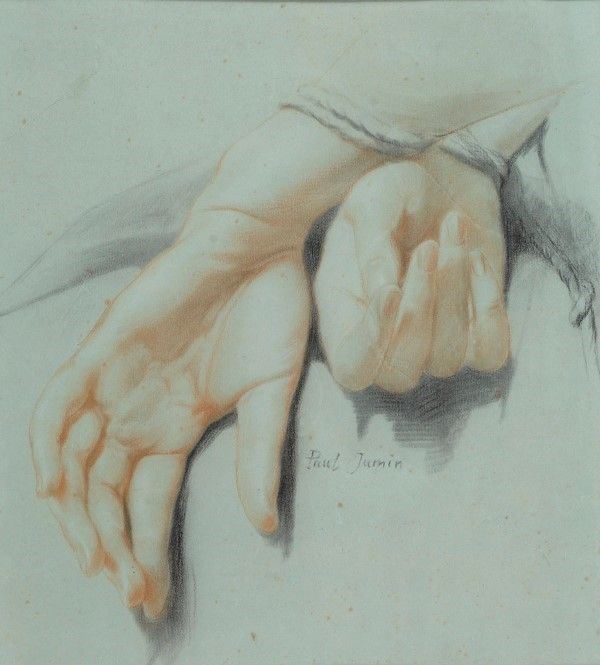 Paul Joseph Jamin : Studio di mani  - Carboncini su carta - Asta Autori del XIX e XX sec. - Galleria Pananti Casa d'Aste