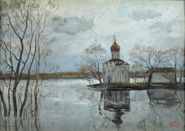 Anonimo Russo, XIX Sec. - Chiesetta sul Lago