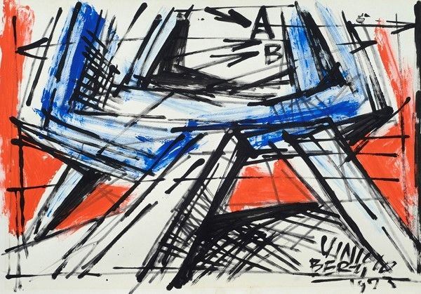 Vinicio Berti : Senza titolo  (1975)  - Tecnica mista su carta - Auction Autori del XIX e XX sec. - Galleria Pananti Casa d'Aste