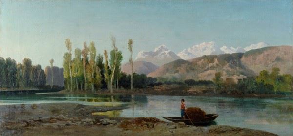 Lorenzo Gelati : Alpi Apuane  ((1860-1865))  - Olio su tela - Asta Autori del XIX e XX sec. - Galleria Pananti Casa d'Aste