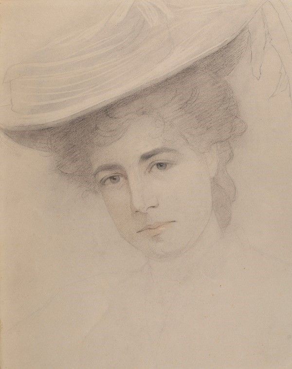 Fillide Levasti : Donna con cappello  - Pastelli su carta - Asta Autori del XIX e XX sec. - Galleria Pananti Casa d'Aste