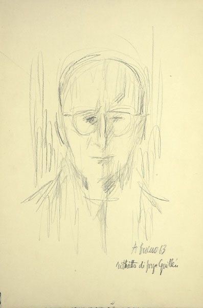 Antonio Bueno : Ritratto di Serse Guillen  (1963)  - Matita su carta - Asta Autori del XIX e XX sec. - I - Galleria Pananti Casa d'Aste