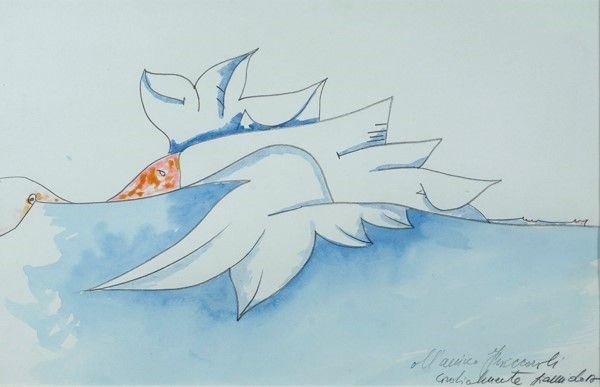 Gianni Dova : Senza titolo  - Tecnica mista su carta - Asta Autori del XIX e XX sec. - I - Galleria Pananti Casa d'Aste
