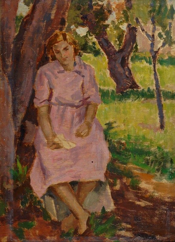 Mario Cocchi : La lettera  - Olio su compensato - Asta Autori del XIX e XX sec. - I - Galleria Pananti Casa d'Aste
