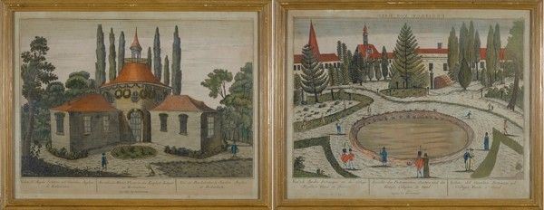 Veduta del giardino inglese di Hochenheim; Veduta del giardino botanico a Gand
