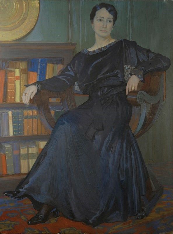 Alfredo Giovannozzi : Ritratto di Maria Vivarelli  - cm. 144x106 - Asta Arte orientale - I - Galleria Pananti Casa d'Aste