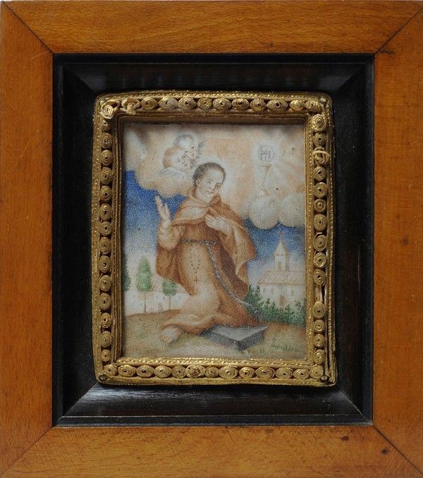 Anonimo, XVIII sec. : San Francesco in preghiera  - Acquerello su carta - Auction Arte orientale - I - Galleria Pananti Casa d'Aste