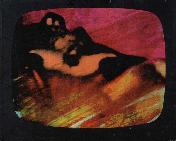 Mario Schifano : Dall'ultimo programma notturno  (1973)  - Serigrafia su tela esemplare 115/150 - Asta Autori del XIX e XX sec. - I - Galleria Pananti Casa d'Aste