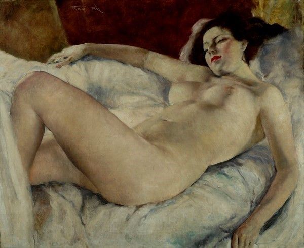 Pal Fried : Nudo disteso  - Olio su tela - Asta Autori del XIX e XX sec. - I - Galleria Pananti Casa d'Aste