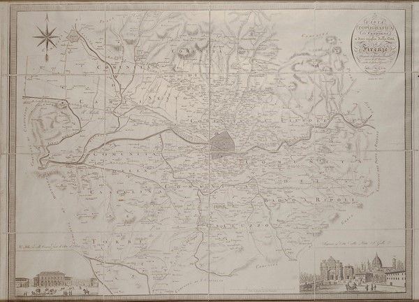 Carta topografica dei dintorni a dieci miglia dalla città di Firenze  - Asta Arte orientale - I - Galleria Pananti Casa d'Aste