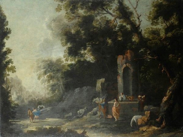 Bartolomeo Pedon - Paesaggio con alberi e fontana