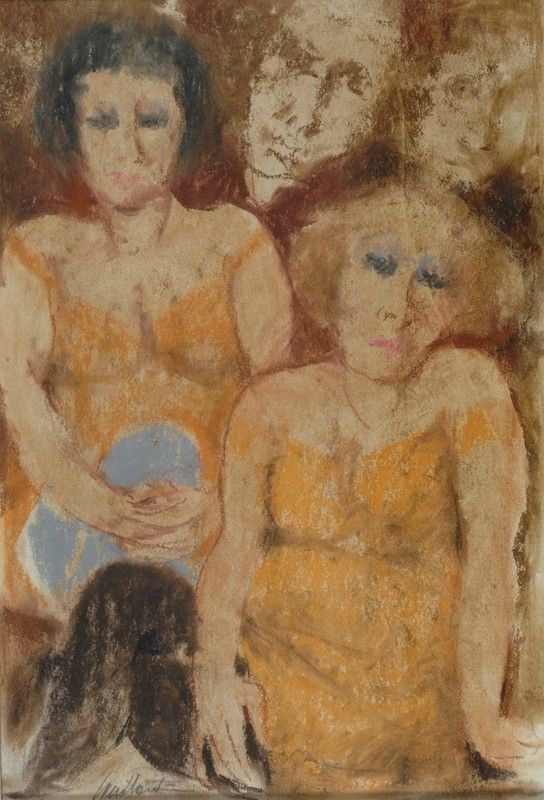 Remo Squillantini : Figure  - Pastelli su carta - Asta ASTA FUORI ASTA - Gioielli, Disegni e dipinti antichi, del XIX sec, del XX sec. e Contemporanei - Galleria Pananti Casa d'Aste