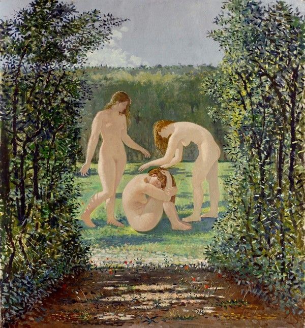 Giovanni Colacicchi : Tre donne  (1973)  - Olio su tela - Asta Autori del XIX e XX sec. - I - Galleria Pananti Casa d'Aste
