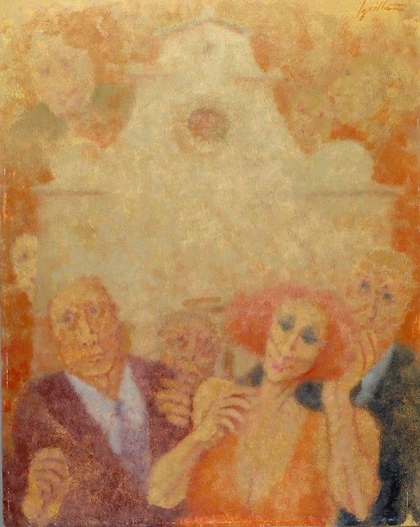 Remo Squillantini : Figure a Santo Spirito  - Olio su faesite - Asta Autori del XIX e XX sec. - I - Galleria Pananti Casa d'Aste