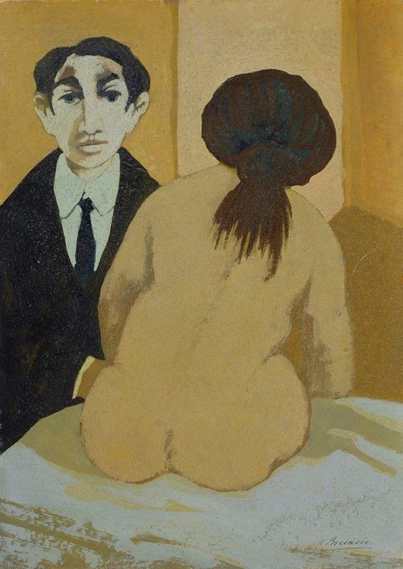 Marcello Boccacci : Nuda  (1969)  - Tecnica mista su cartone - Asta Autori del XIX e XX sec. - I - Galleria Pananti Casa d'Aste