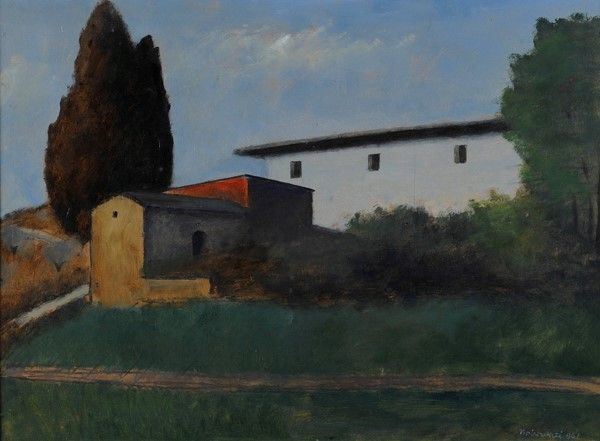 Nino Tirinnanzi : Case  (1961)  - Olio su faesite - Auction Autori del XIX e XX sec. - I - Galleria Pananti Casa d'Aste
