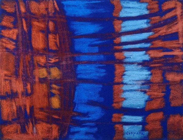Antonio Corpora : Senza titolo  (1973)  - Pastelli a olio su carta velluto riportata su tela - Asta Autori del XIX e XX sec. - I - Galleria Pananti Casa d'Aste