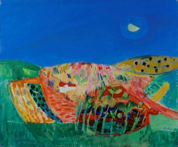 Enrico Paulucci : La luna le langhe  (1970)  - Olio su tela - Asta Autori del XIX e XX sec. - I - Galleria Pananti Casa d'Aste