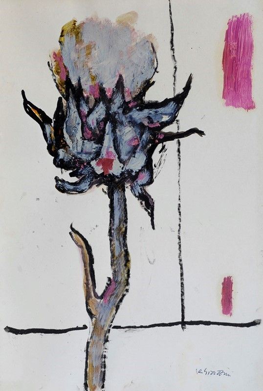 Renzo Grazzini : Il cardo  - Olio su carta - Asta Autori del XIX e XX sec. - I - Galleria Pananti Casa d'Aste