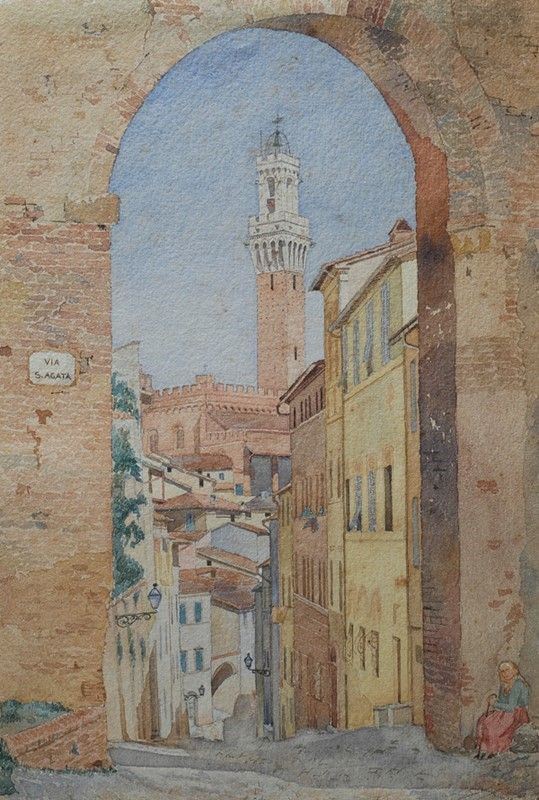 Anonimo, XX sec. - Scorcio di Siena