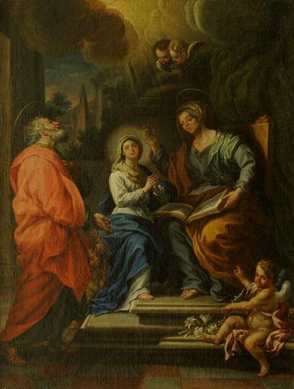 Cerchia di Francesco Solimena : Educazione della Vergine  - Auction Orologi, Antiquariato - I - Galleria Pananti Casa d'Aste
