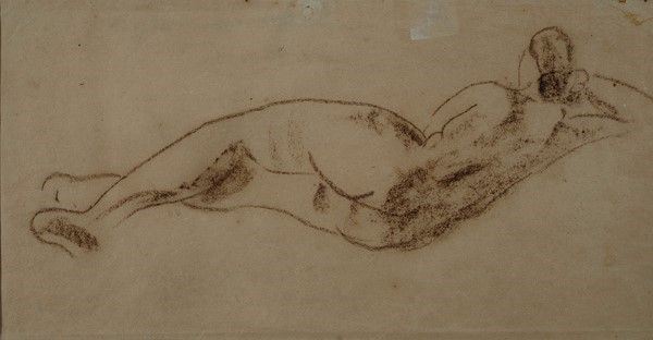 Ugo Capocchini : Nudo di schiena  - Pastello su carta - Asta Autori del XIX e XX sec. - I - Galleria Pananti Casa d'Aste