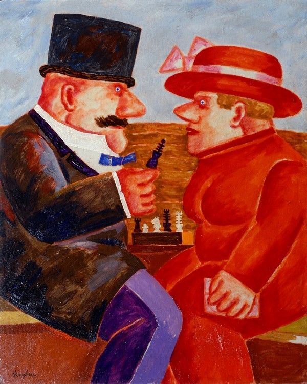 Franz Borghese : La partita a scacchi  - Olio su tela - Auction Autori del XIX e XX sec. - I - Galleria Pananti Casa d'Aste