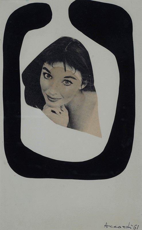 Carla Accardi : Suggestione dell' automa  (1961)  - Collage e tecnica alla caseina su carta - Auction Autori del XIX e XX sec. - I - Galleria Pananti Casa d'Aste