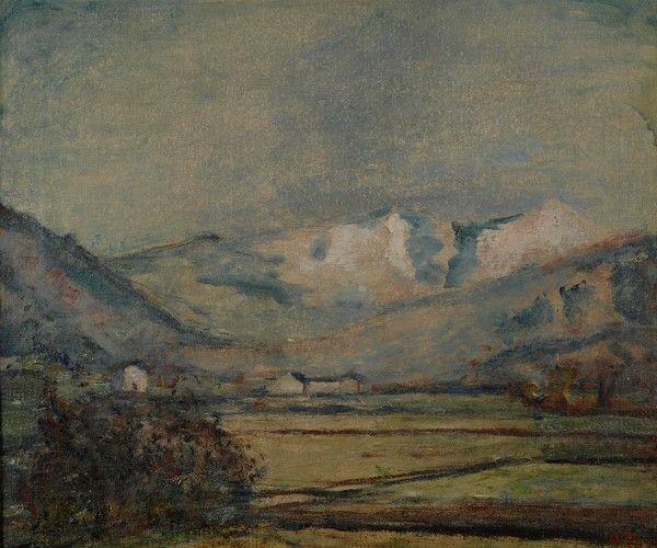 Arturo Tosi : Paesaggio con neve  ((1940))  - Olio su tela - Asta Autori del XIX e XX sec. - I - Galleria Pananti Casa d'Aste