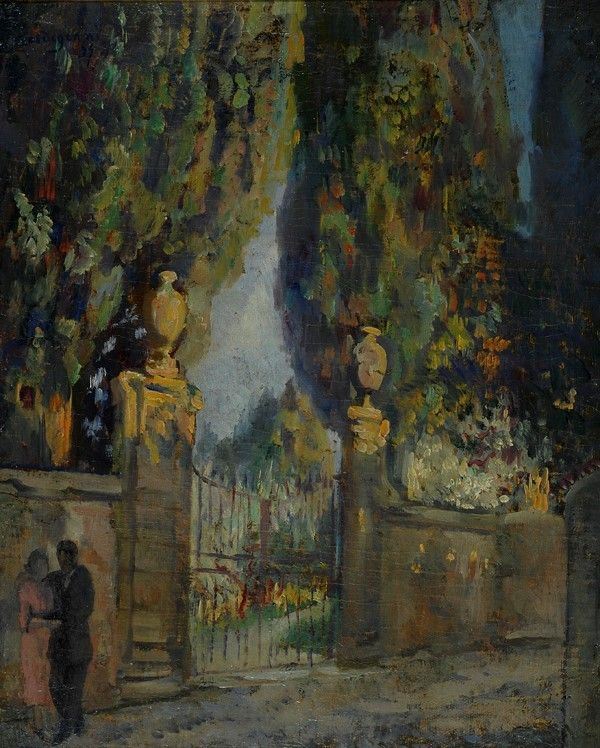 Eduardo Gordigiani : Passeggiata mattutina  (1934)  - Olio su tela - Asta Autori del XIX e XX sec. - I - Galleria Pananti Casa d'Aste