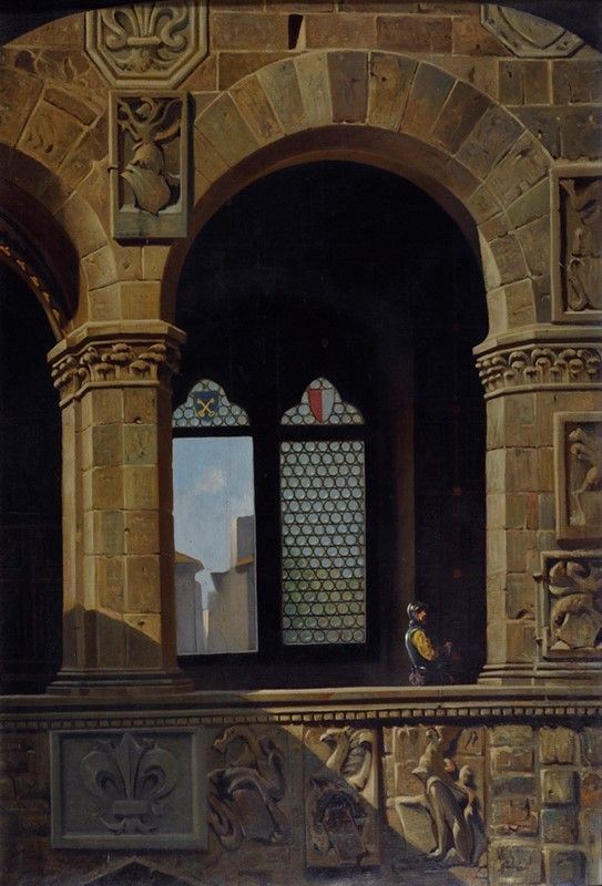 Lorenzo Gelati : Il Bargello  ((1965))  - Olio su tela - Asta Autori del XIX e XX sec. - I - Galleria Pananti Casa d'Aste
