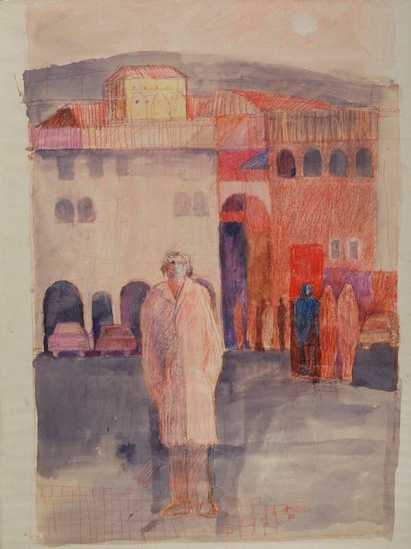 Lorenzo Bonechi : Senza titolo  (1973)  - Tecnica mista su carta - Auction Autori del XIX e XX sec. - I - Galleria Pananti Casa d'Aste