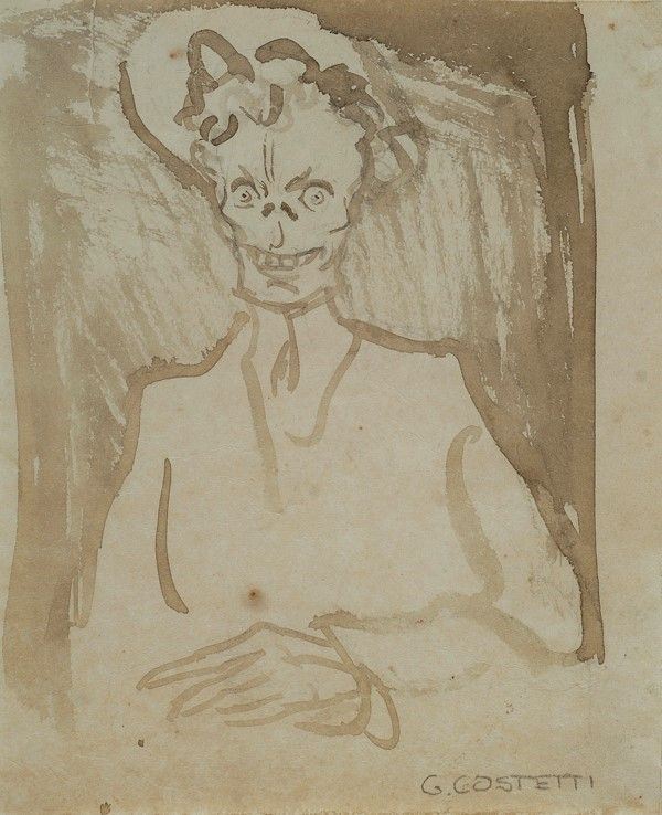 Giovanni Costetti - Ritratto caricaturale di Gian Falco (Giovanni Papini)