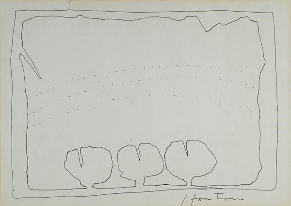 Lucio Fontana : Studio  (1964-66)  - inchiostro su cartoncino - Asta Autori del XIX e XX sec. - I - Galleria Pananti Casa d'Aste