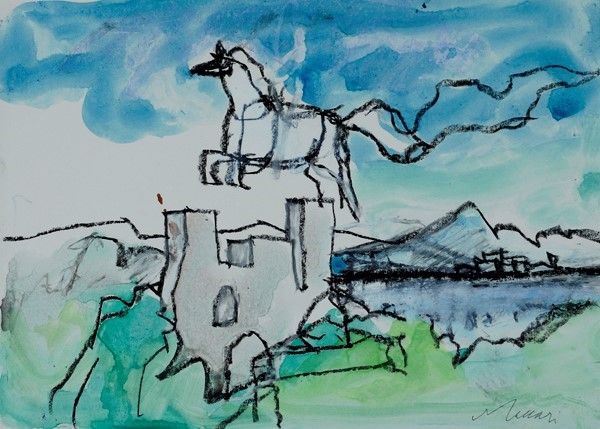 Mino Maccari : Il cavallino volante  - Tecnica mista su cartoncino - Asta Autori del XIX e XX sec. - I - Galleria Pananti Casa d'Aste