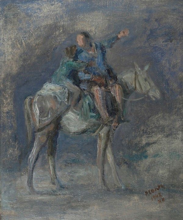 Primo Conti - Due Figure a Cavallo [fuga in Egitto]