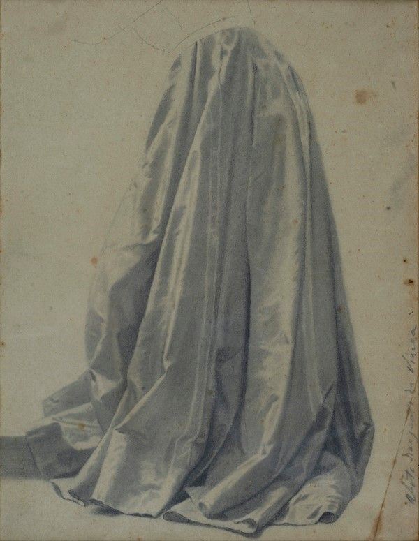 Francesco Vinea : Studio di mantello  ((1860))  - Matita su carta - Asta Autori del XIX e XX sec. - I - Galleria Pananti Casa d'Aste